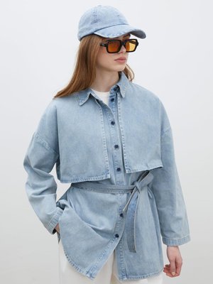 Trench Tasarım Denim Ceket Buz Mavi Trench Tasarım Denim Ceket Buz Mavi