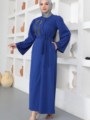 İndigo Taş Detaylı Ferace İndigo Taş Detaylı Ferace