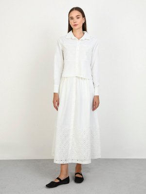 Ekru Brode Detaylı Pamuklu Takım