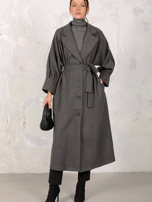 Antrasit Balon Kol Kaşe Kaban