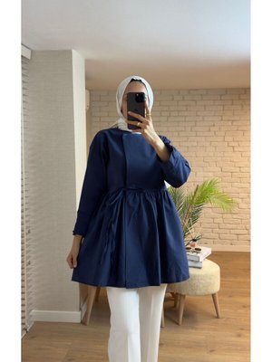 Lacivert Kuşaklı Tunik