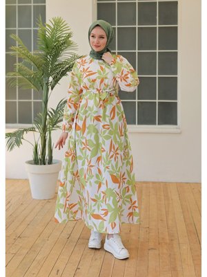Desenli Tesettür Elbise Desenli Tesettür Elbise