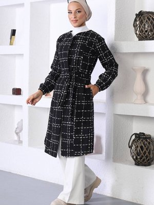 Siyah Kemerli Kaşe Kaban Siyah Kemerli Kaşe Kaban