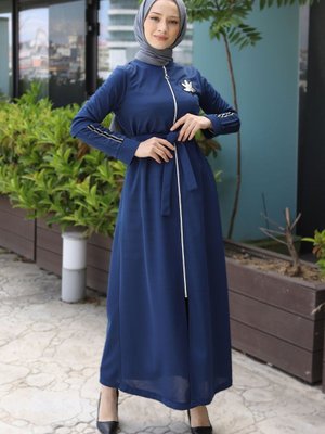 İndigo Armalı Fermuarlı Ferace İndigo Armalı Fermuarlı Ferace