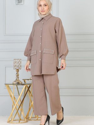 Vizon Cebi Taş Detaylı Takım Vizon Cebi Taş Detaylı Takım