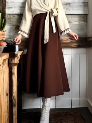 Çelik Kumaş Arka Bel Lastikli Puf Scuba Kahverengi Etek Çelik Kumaş Arka Bel Lastikli Puf Scuba Kahverengi Etek