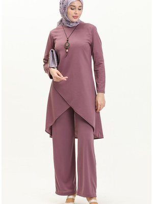 Kolyeli Tunik Pantolon İkili Takım Lila Kolyeli Tunik Pantolon İkili Takım Lila