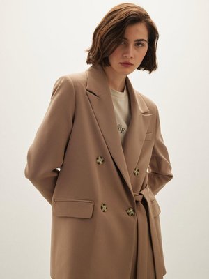 Bağlama Detaylı Blazer Ceket Camel Bağlama Detaylı Blazer Ceket Camel