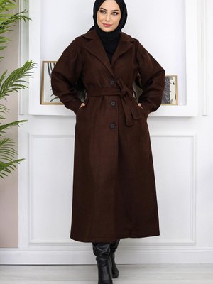 Geniş Yaka Kaşe Kaban Kahverengi Geniş Yaka Kaşe Kaban Kahverengi