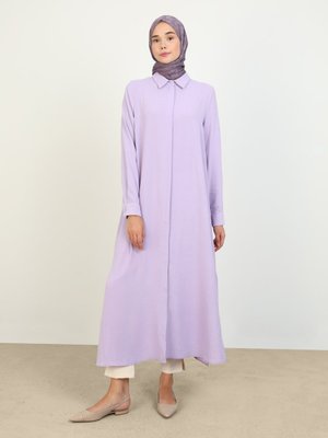 Lila Aerobin Boydan Düğmeli Uzun Tunik