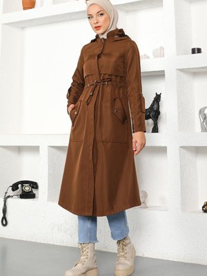 Taba Kapüşonlu Trençkot