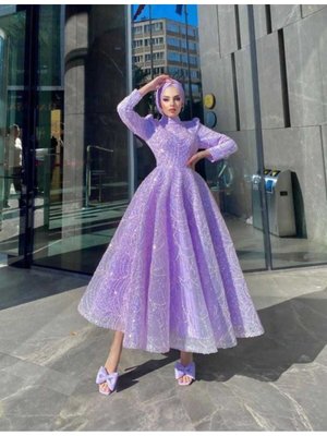 Taşlı Kabarık Abiye Elbise