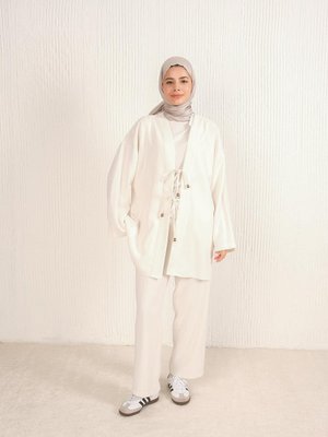 Kimono Takım (önden Bağlama) Beyaz