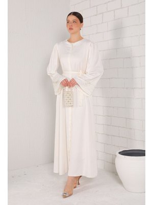 Ekru Koli İncili Abaya