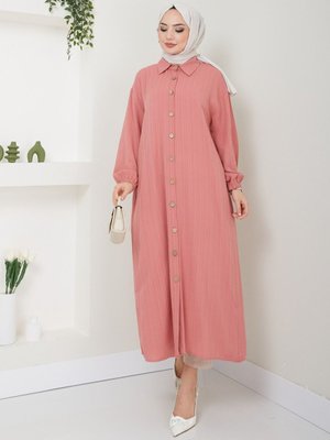 Pudra Yırtmaçlı Viskon Tunik Pudra Yırtmaçlı Viskon Tunik