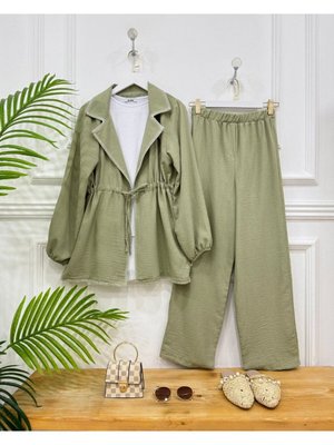 Semma Keten Takım Çağla Yeşili Semma Keten Takım Çağla Yeşili