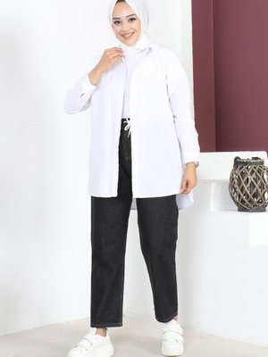 Füme Beli Lastikli Boyfriend Kot Pantolon Füme Beli Lastikli Boyfriend Kot Pantolon