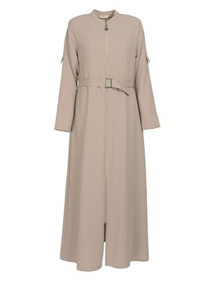 Termal Kumaş Kuşaklı Ferace Bej