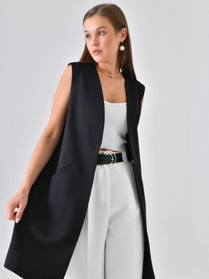 Siyah Agraf Kapama Cepli Rahat Kesim Yelek