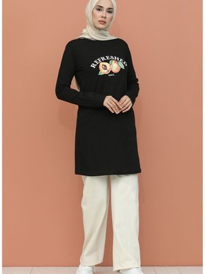 Baskılı Tunik Siyah Baskılı Tunik Siyah