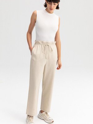 Bağcıklı Yüksek Bel Keten Pantolon Bağcıklı Yüksek Bel Keten Pantolon