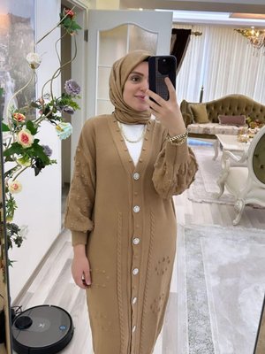 Ayla Örme Triko Hırka Vizon