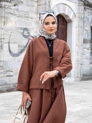 Güzide Kimono Takım Kahverengi