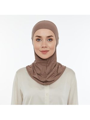 Pratik Boyunluklu Hijab Bone Açık Kahverengi