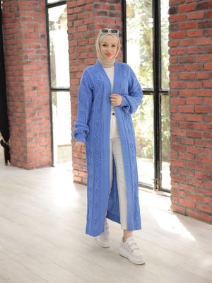 Çelik Örgü İşlemeli Triko Hırka