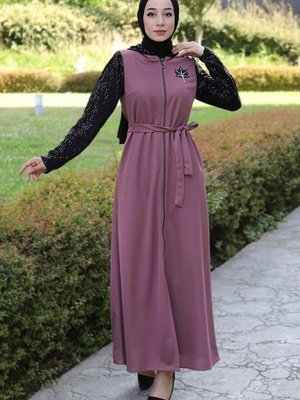 Gül Kurusu Pulpayet Detaylı Ferace Gül Kurusu Pulpayet Detaylı Ferace