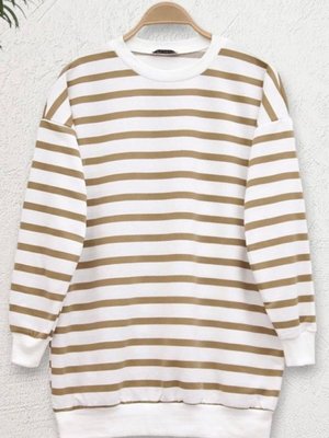 Çizgili Bisiklet Yaka Sweat