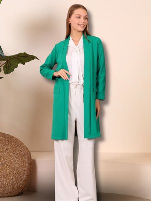 Ceket Tesettur Blazer Kadin Yeşil
