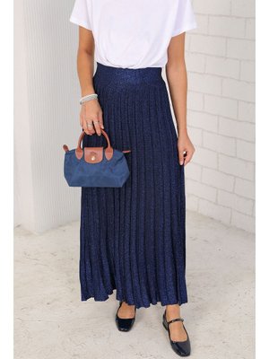 Lacivert Simli Triko Etek