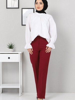 Kumaş Pantolon Bordo Kumaş Pantolon Bordo