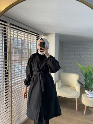 Kuşaklı Bondit Kumaş Trenç