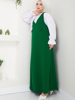 Yeşil Parça li Takım Jile Gömlek Elbise
