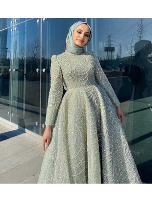 Taşlı Kabarık Abiye Elbise