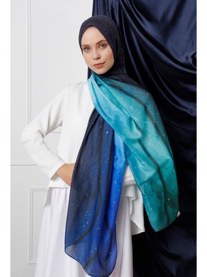Mavi Galaxy Desenli Şal