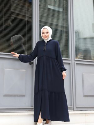 Rabia Krep Kumaş Giyim Büzgülü Ferace