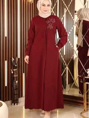 Bordo Nakışlı Ferace Bordo Nakışlı Ferace