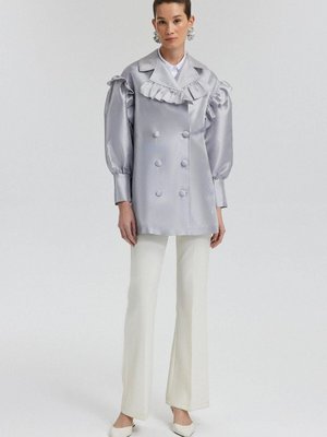 Fırfır Detaylı Oversıze Ceket