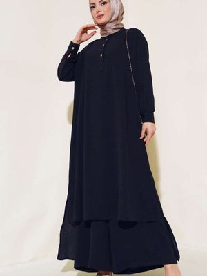 Siyah Büyük Beden Pantolonu Lastikli Ayrobin Salaş İkili Takım Siyah Büyük Beden Pantolonu Lastikli Ayrobin Salaş İkili Takım