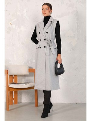 Gri Kaşe Uzun Yelek