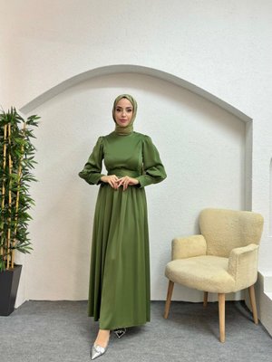 Haki Hüma Abiye Elbise