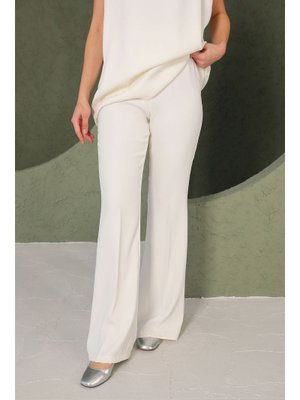 Ekru Bol Paça Pantolon