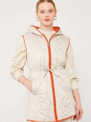 Bej Kapüşonlu Şişme Yelek