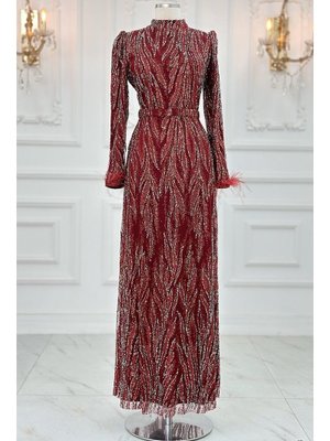 Bordo Lidya Abiye Elbise Bordo Lidya Abiye Elbise