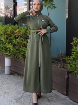 Haki Armalı Fermuarlı Ferace Haki Armalı Fermuarlı Ferace