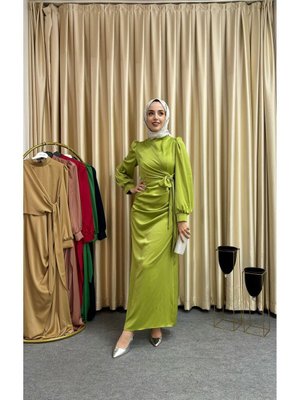 Yandan Bağlama Detaylı Saten Tesettür Abiye Elbise Yandan Bağlama Detaylı Saten Tesettür Abiye Elbise