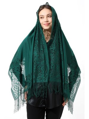 Yeşil Püsküllü Tül Şal Mevlüt Örtüsü Yeşil Püsküllü Tül Şal Mevlüt Örtüsü